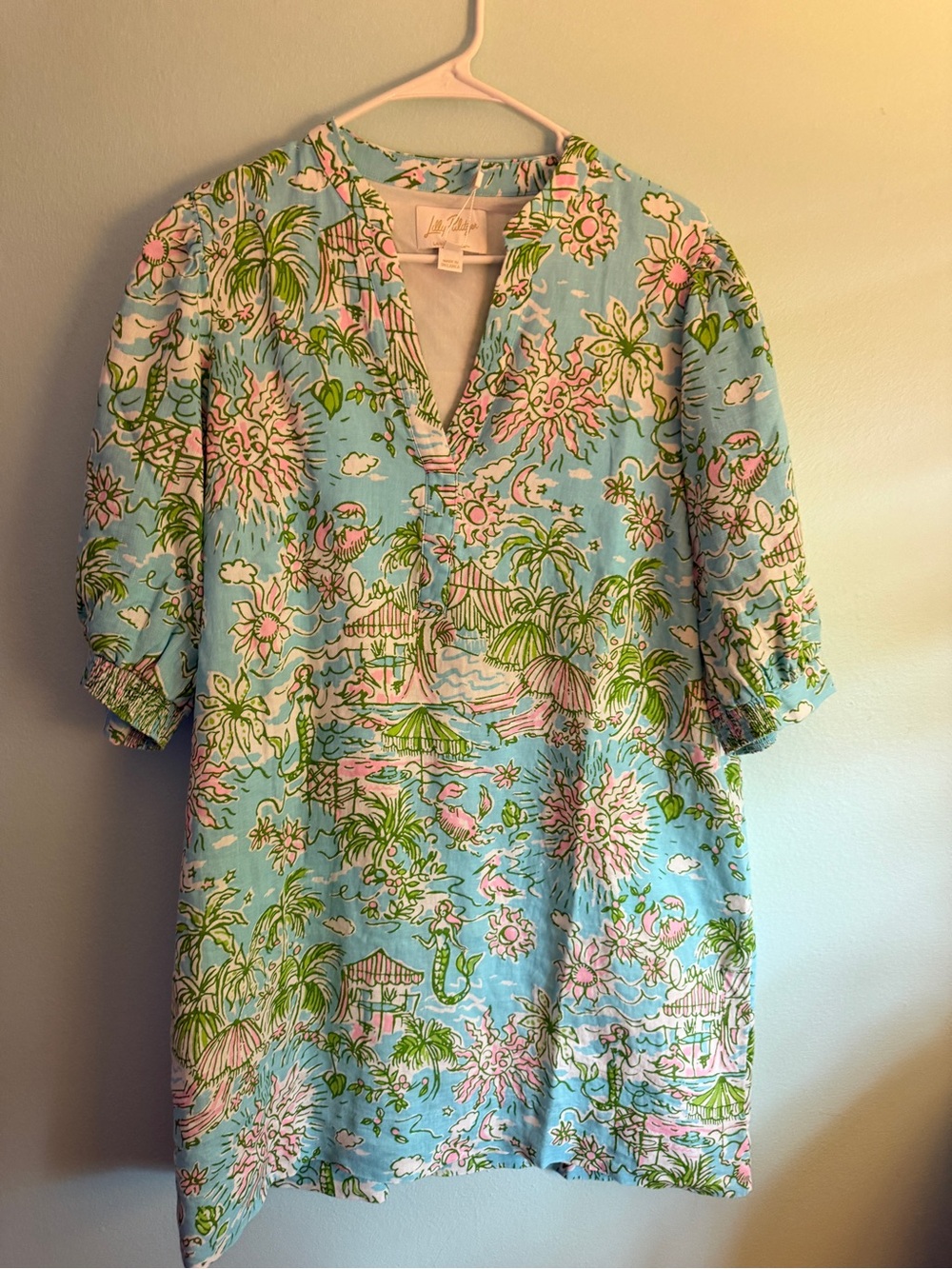 Lilly Pulitzer Light Blue Tropical Print Tunic